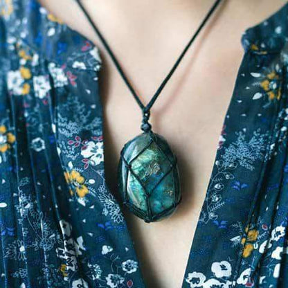 Mystieke Labradoriet Drakenhart Ketting - Aris