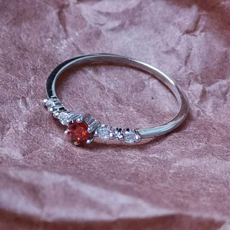 18K Gouden Granaatsteen Ring - Elara