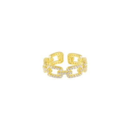 Gouden Schakel Ring met Zirkonia - Marina