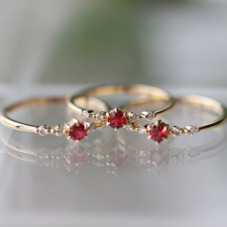 18K Gouden Granaatsteen Ring - Elara