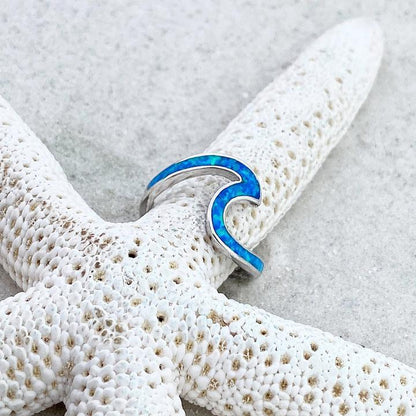 Oceaangolven Ring van Opaal en Zilver - Livia