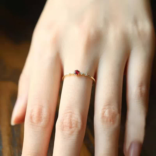 18K Gouden Granaatsteen Ring - Elara