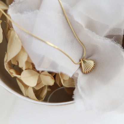 Gouden Sint-Jakobsschelp Bloemenketting - Lila