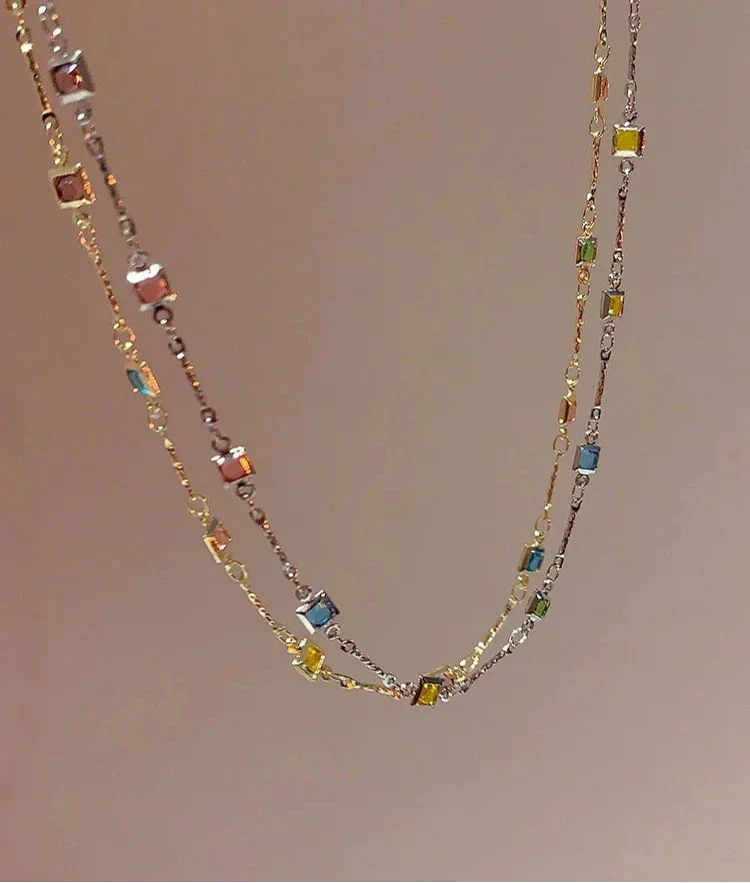 Fijne Gouden/Zilveren Ketting met Kleurrijke Stenen - Ivy