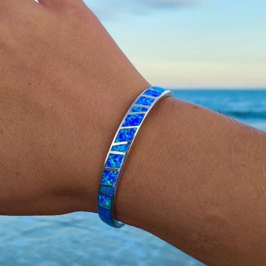 Blauwe en Zilveren Opaal Armband - Isola