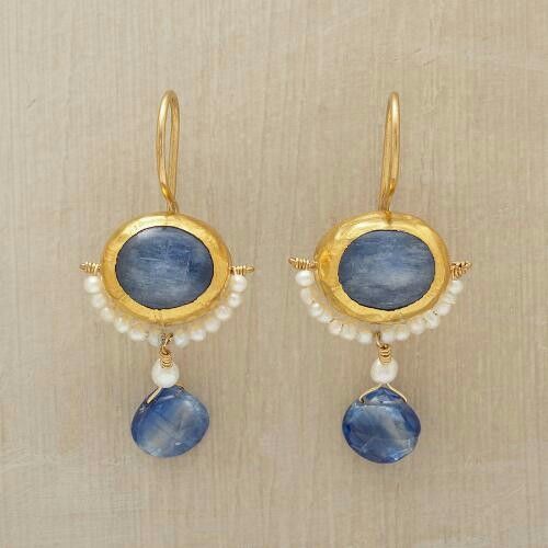 Vintage Blauwe Steen Parel Oorbellen