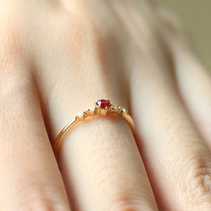 18K Gouden Granaatsteen Ring - Elara