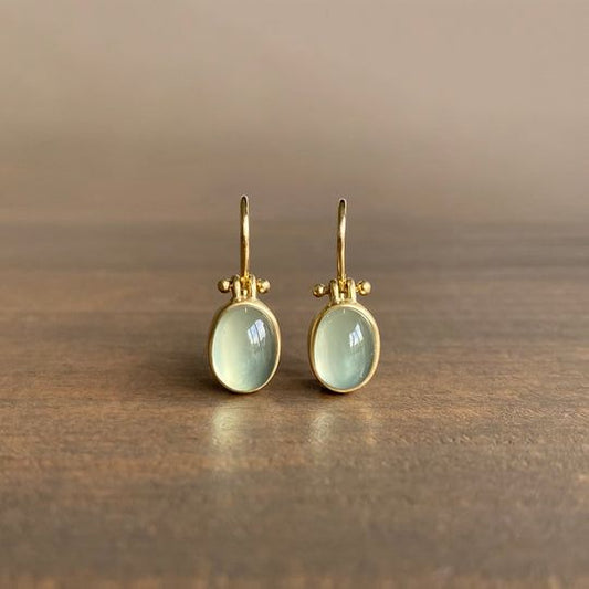Vintage Oorbellen met Groene Maansteen - Elina