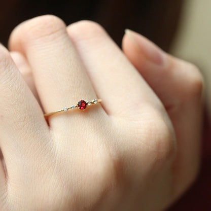 18K Gouden Granaatsteen Ring - Elara