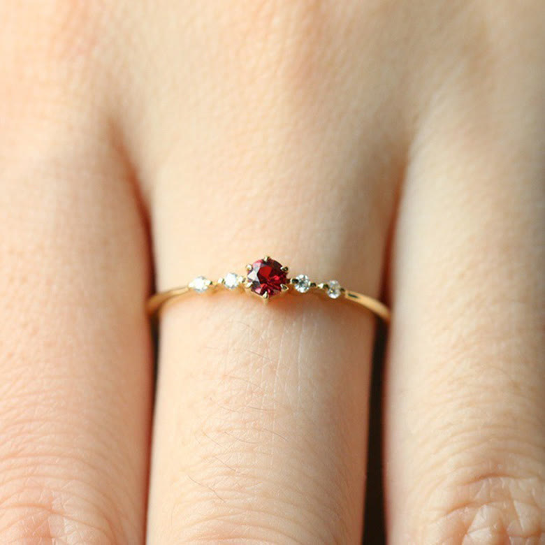 18K Gouden Granaatsteen Ring - Elara