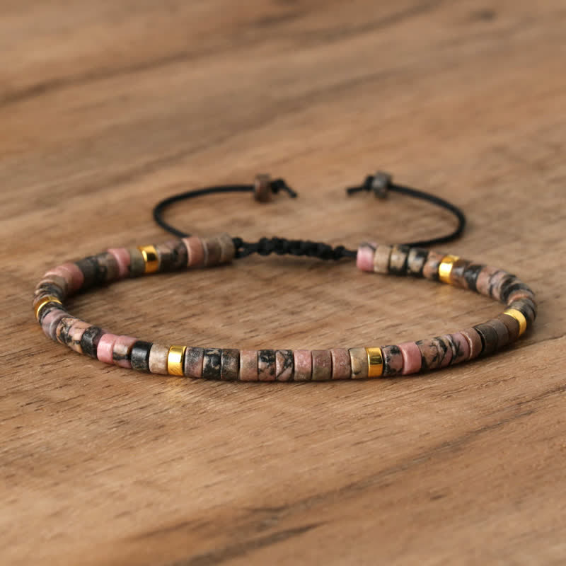Gevlochten Armband met 2,4 mm Natuurlijke Steen Rollers - Seraphina