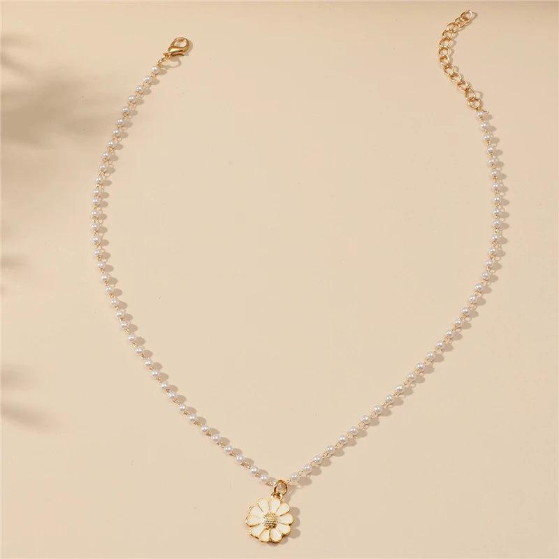 Madeliefje & Parel Hanger Ketting voor Dames - Lara