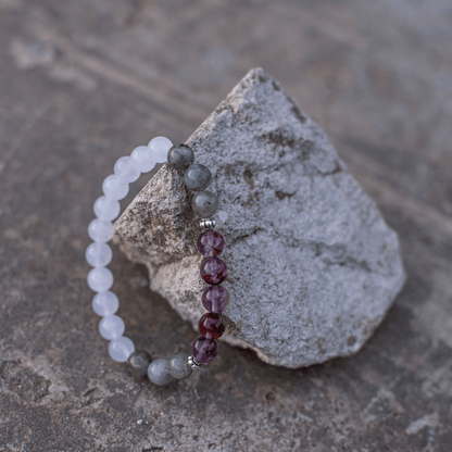 Labradoriet, Jade en Amethist Mala - Seraphine