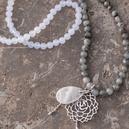 Labradoriet, Jade en Amethist Mala - Seraphine