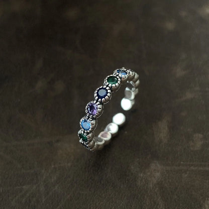 Zilveren Bloemensteen Ring | Met unieke details