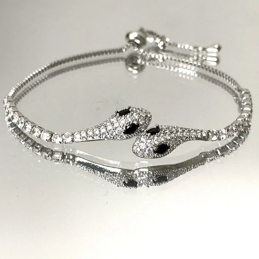 Zilveren Slangenarmband met Zirkonia - Lyra
