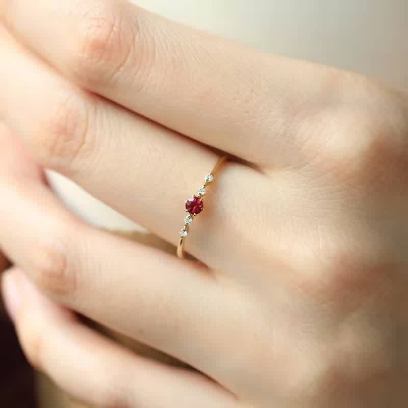 18K Gouden Granaatsteen Ring - Elara