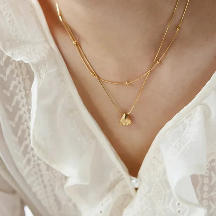 Gouden Sint-Jakobsschelp Bloemenketting - Lila