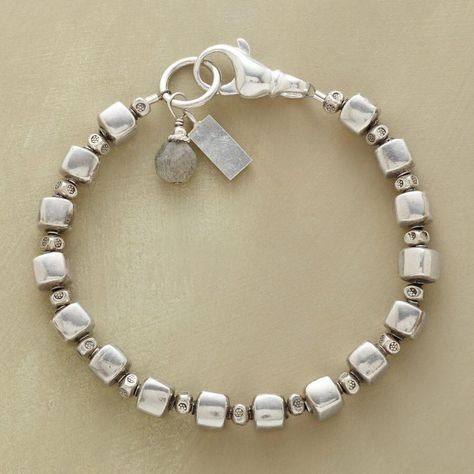 Vintage zilveren kubieke kralen armband