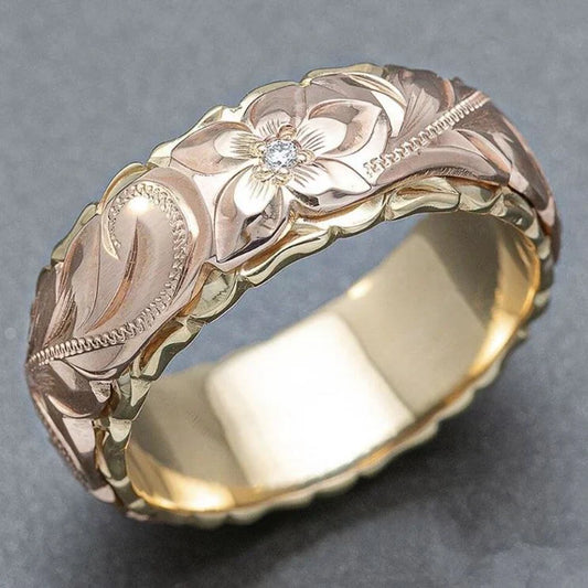 Gouden vintage ring met rozenbloemen