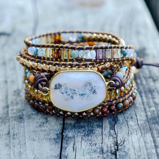 Agaat Maanschijn Wikkelarmband - Lunara