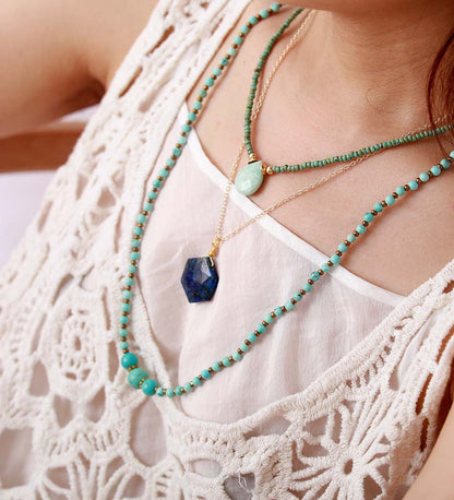 Lapis Lazuli Hexagon Halsketting - Amarielle