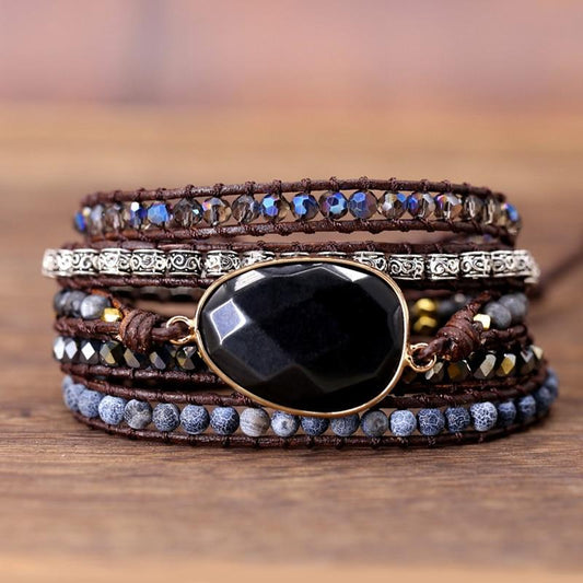 Krachtige Onyx Wikkelarmband - Isadora