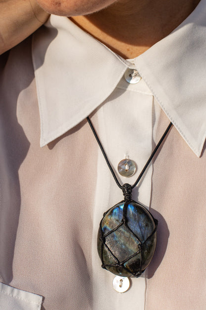 Mystieke Labradoriet Drakenhart Ketting - Aris