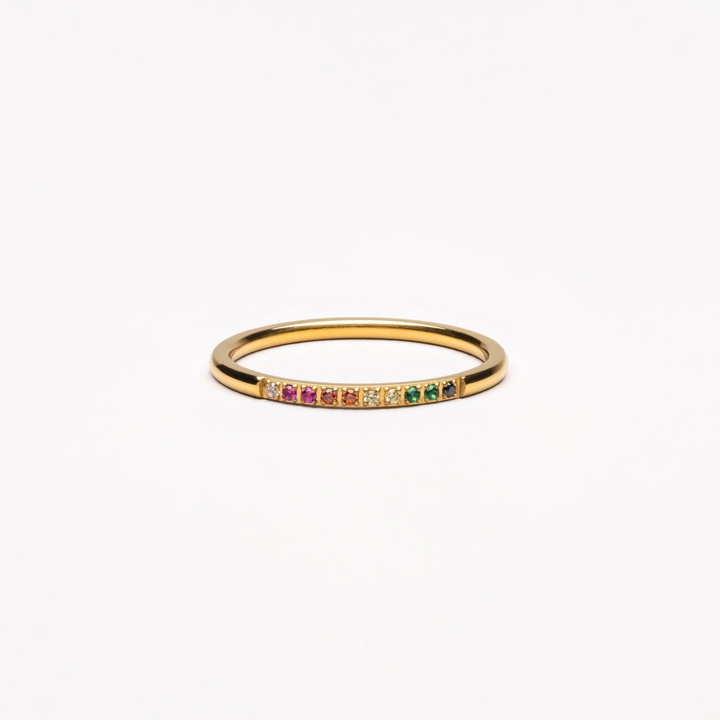 Gouden Ring met Gekleurde Steentjes - Solene