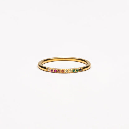 Gouden Ring met Gekleurde Steentjes - Solene